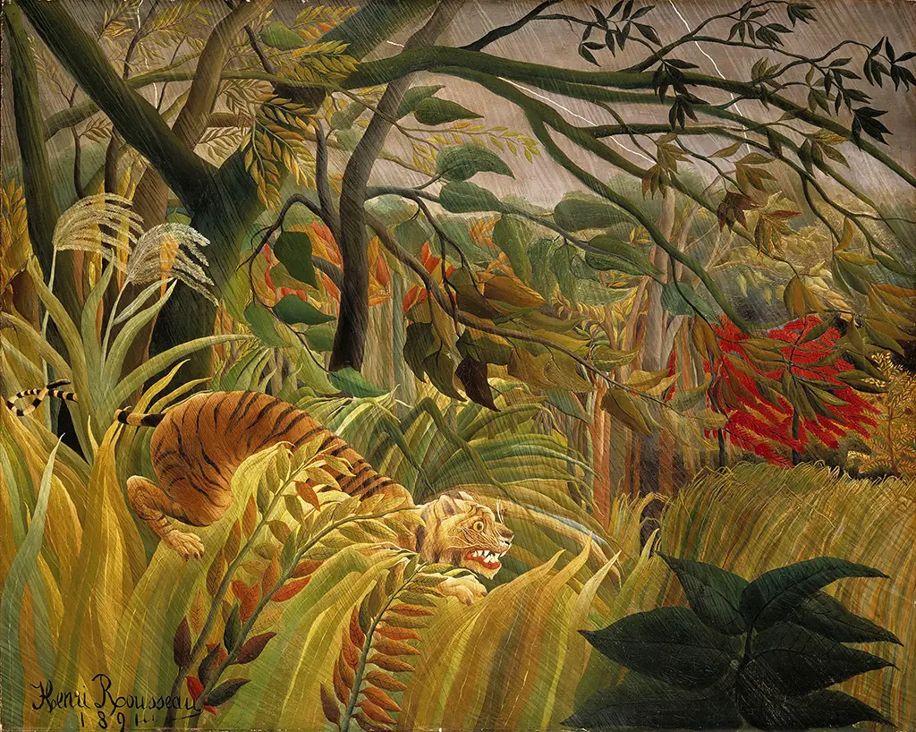 Surprise (Tiger in a Tropical Storm) in Detail Henri Rousseau